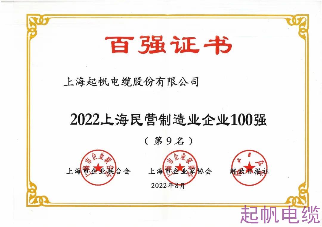 2022年上海民營(yíng)制造企業(yè)100強(qiáng)